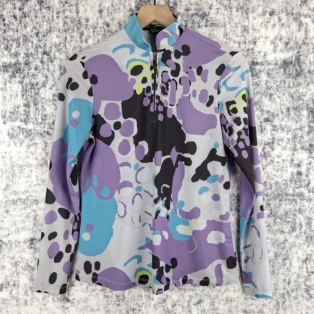 Jamie Sadock Top Womens XS Sunsense Purple Abstract Quarter Zip Pullover